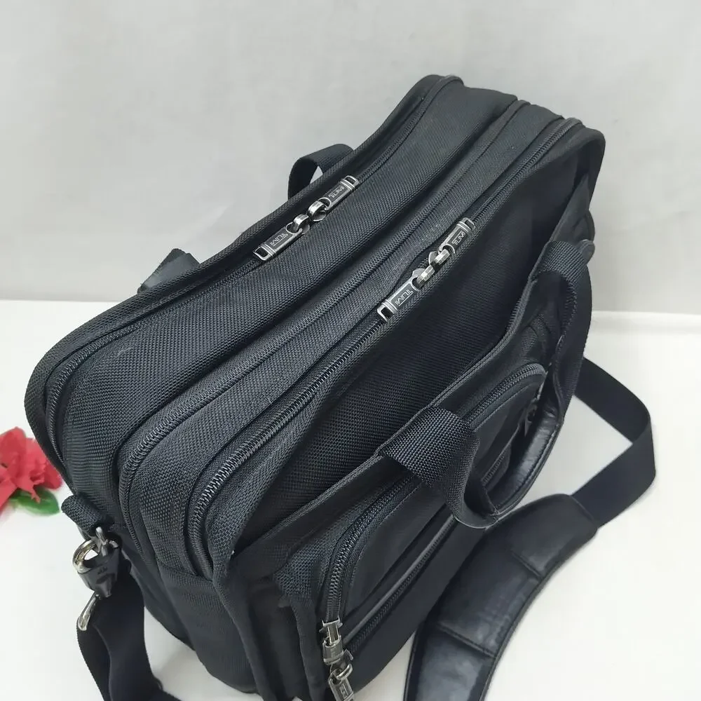 Tumi Two Way Black Nylon Expandable Organizer Business Briefcase Crossbody Bag